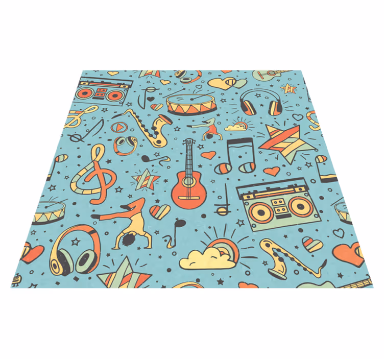 Musikaliska symboler lekfulla Andra Vinylmattor - Tenstickers