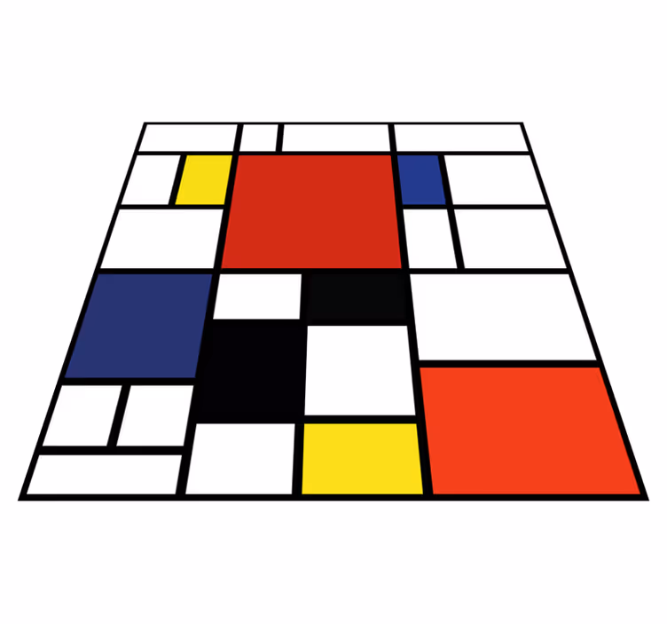 Abstrakt färgblock kvadratisk vinylmatta - Tenstickers