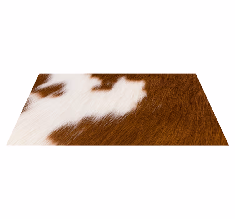 Brun vit cowfur textur rektangulär matta - Tenstickers