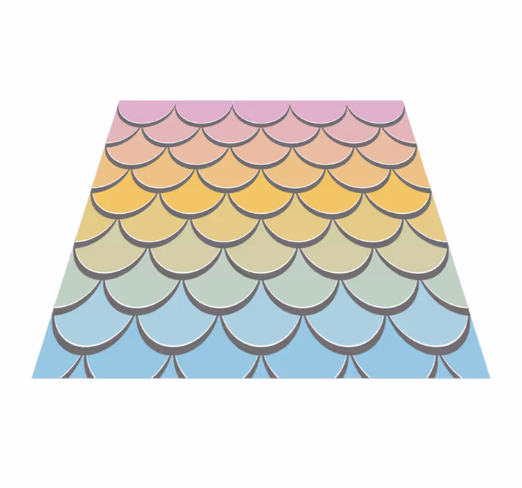 Pastellfärgade fiskfjäll vinylmatta - Tenstickers