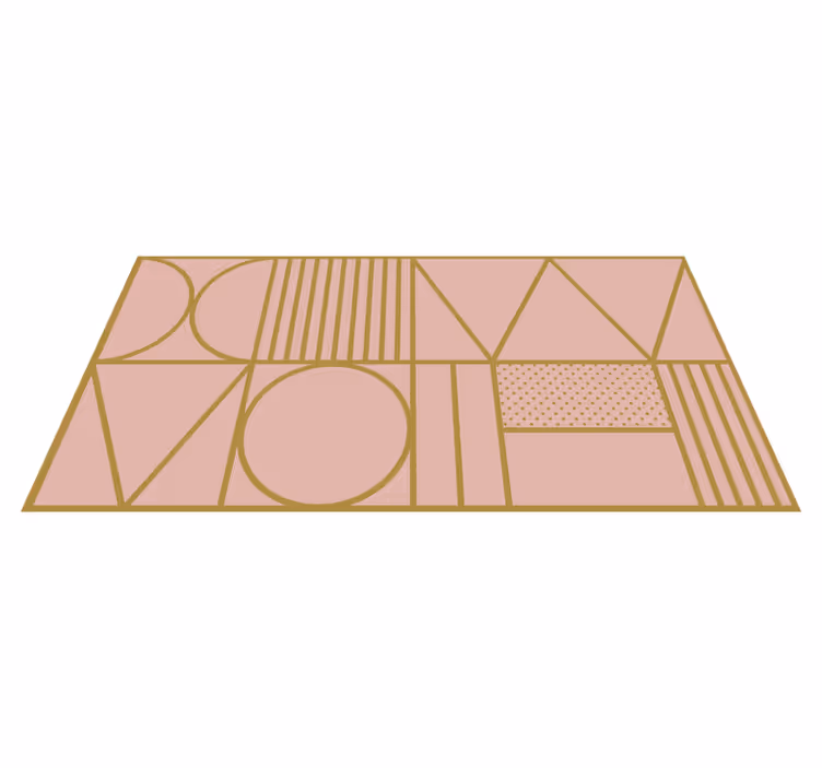 Guld och rosa färger blockerar rektangulär matta - Tenstickers