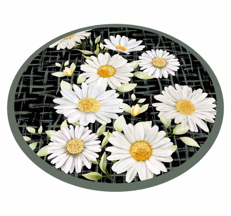 Vit prästkragearrangemang Vinylmatta blommor och växter - Tenstickers