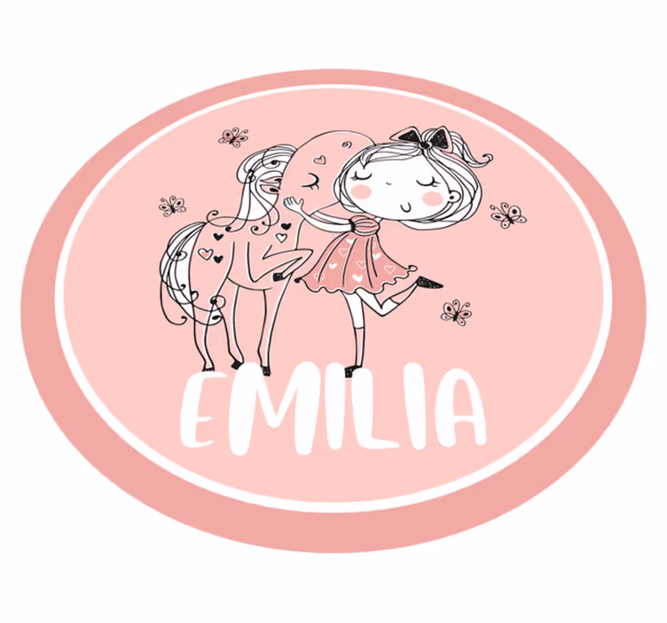 Flicka och häst med namn Vinylmatta Ungdom - Tenstickers