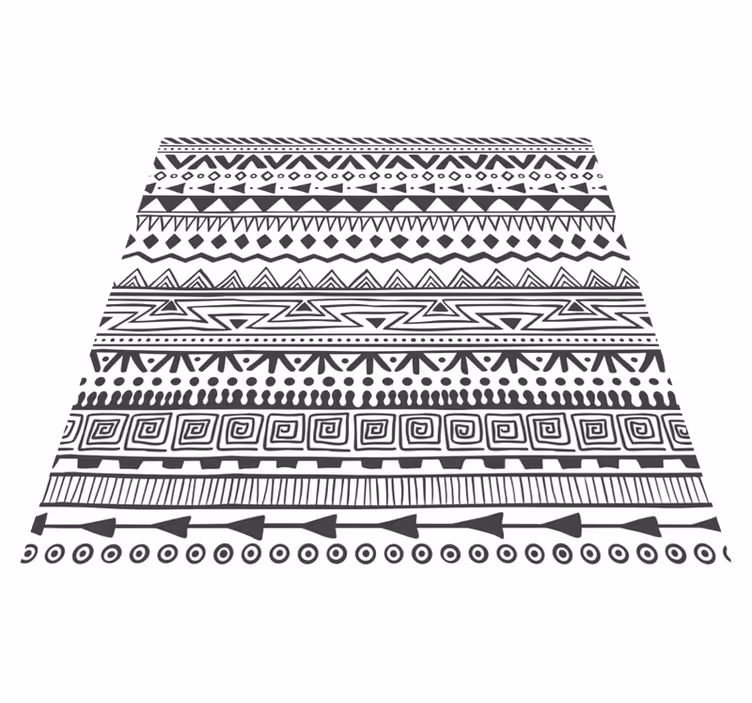 Vit och svart design Vinylmatta etnisk - Tenstickers
