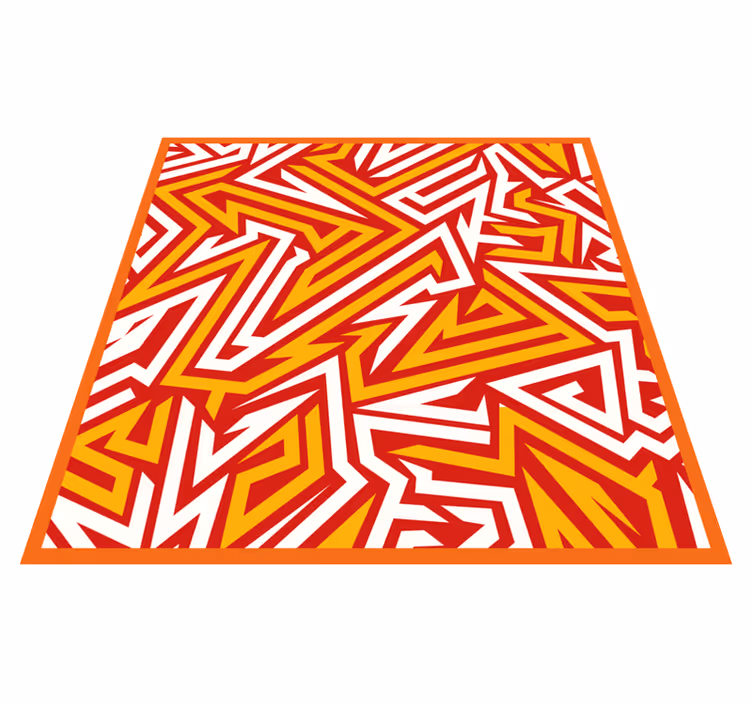 Gul och röd etnisk matta med geometriskt mönster - Tenstickers