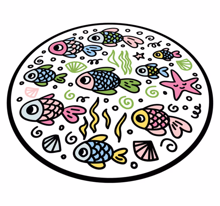Färgglada fiskmönster Vinylmatta djur - Tenstickers