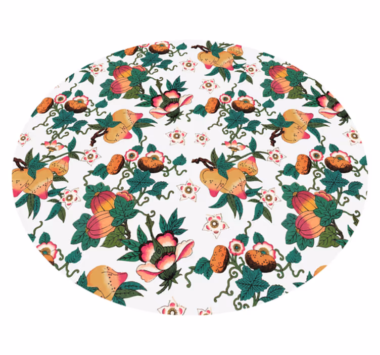 Botanisk blommönster Vinylmatta blommor och växter - Tenstickers
