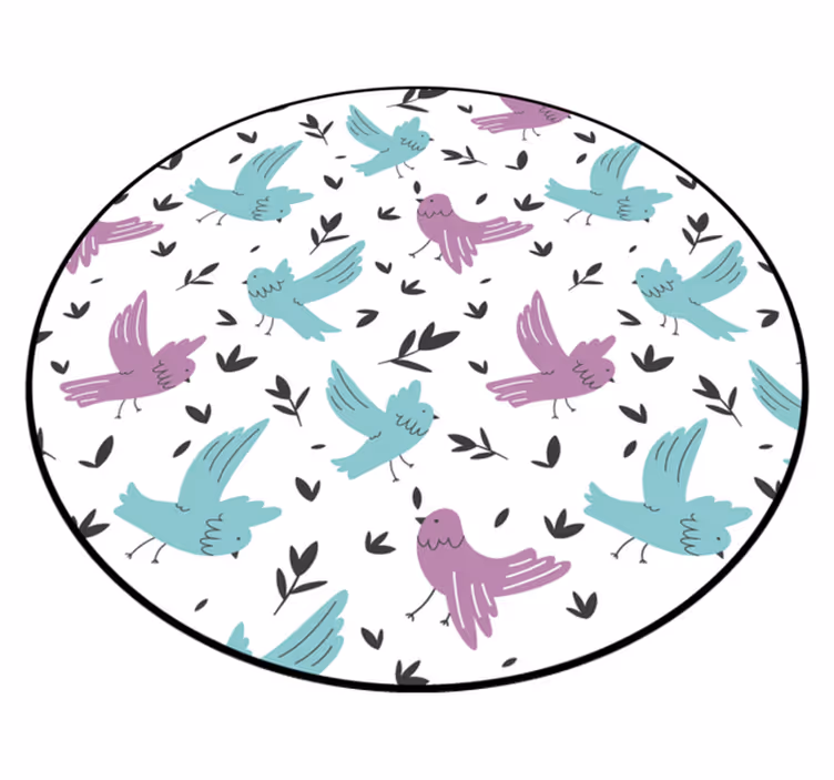Blå och lila fåglar Vinylmatta natur - Tenstickers