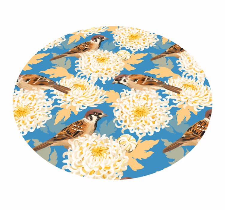 Vinylmatta blommor och växter sparvblommor mönster - Tenstickers