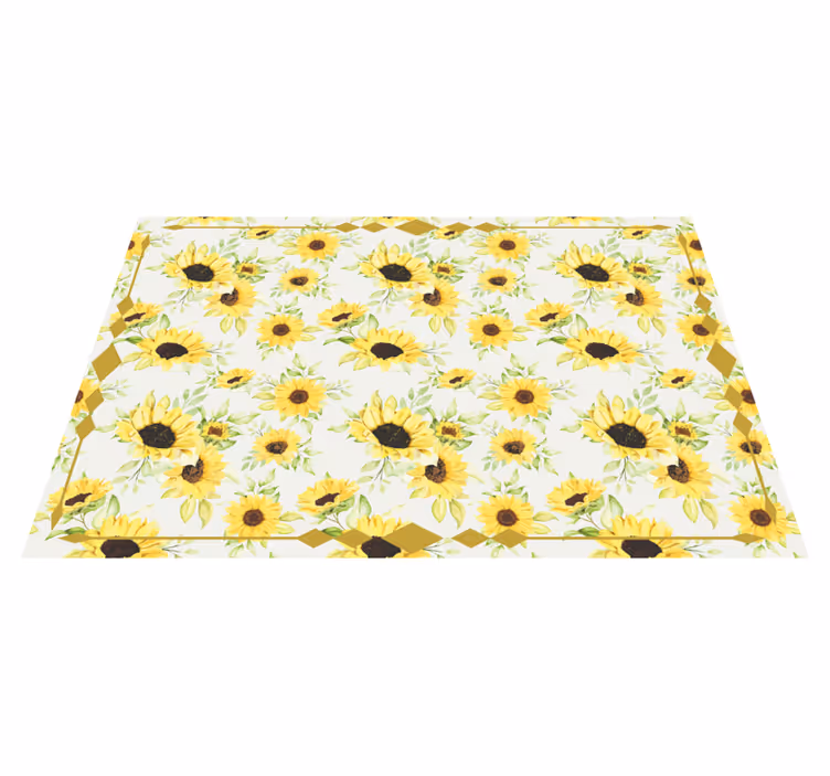 Soligt blommönster Vinylmatta blommor och växter - Tenstickers