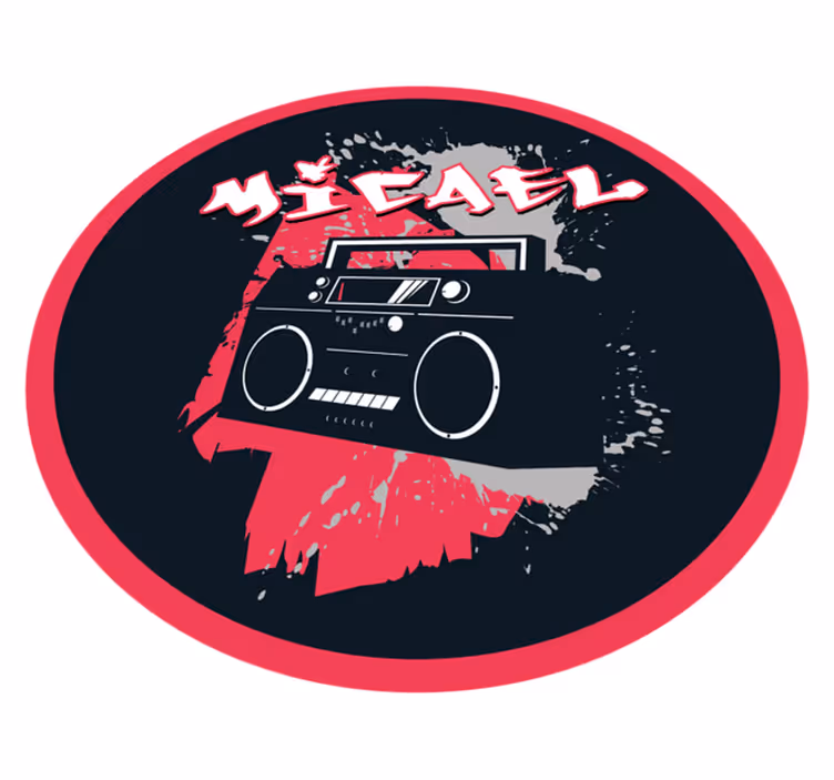 Retro boombox-tema Vinylmatta namn - Tenstickers