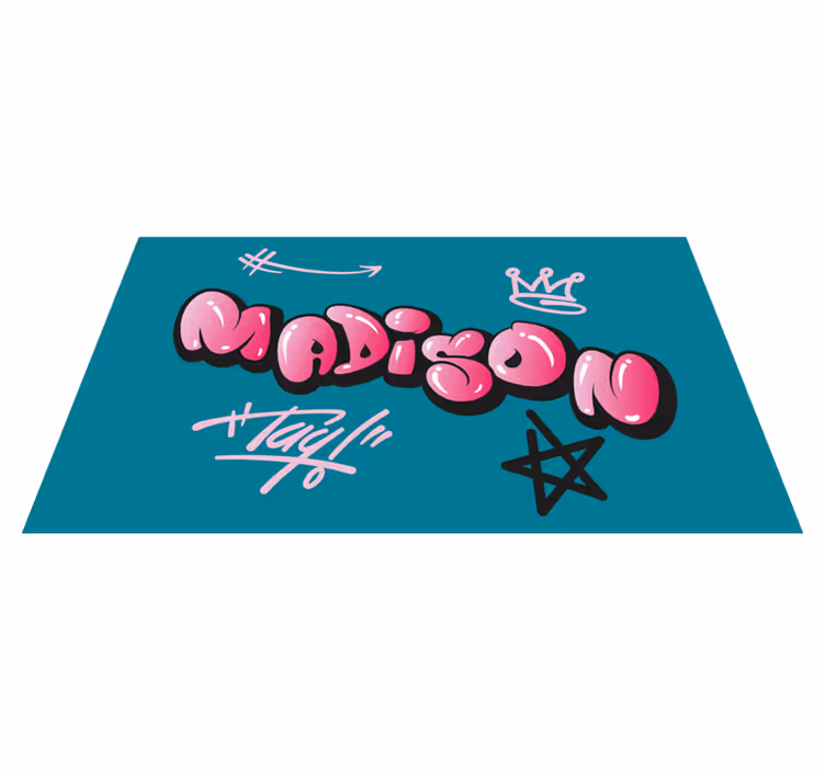 Rosa cool bokstäver graffiti personlig matta - Tenstickers