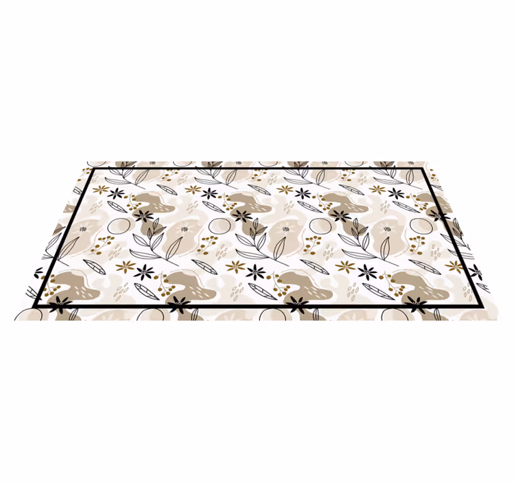 Beige bladverk Vinylmatta blommor och växter - Tenstickers