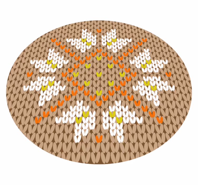 Blommig beige matta i naturlig fiberstruktur - Tenstickers