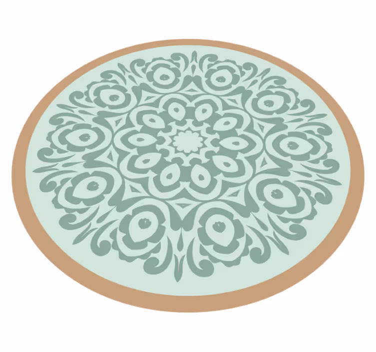 Runt botaniskt arrangemang Vinylmatta Mandala - Tenstickers