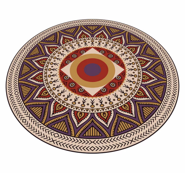 Livfullt cirkulärt mönster Vinylmatta Mandala - Tenstickers