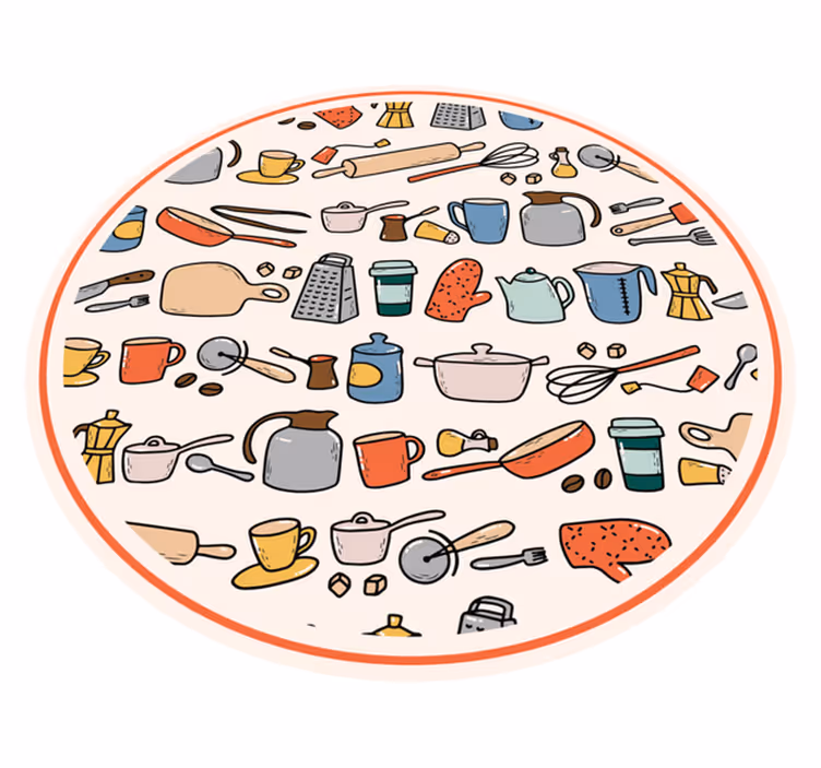 Redskap på beige bakgrund köksgolv kakel - Tenstickers