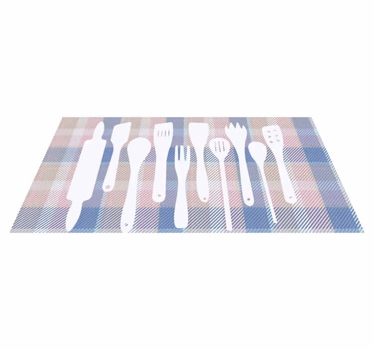 Tartanmönster med redskap modern matta - Tenstickers