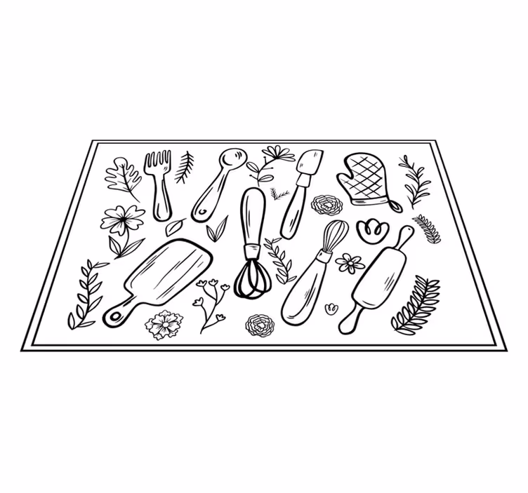 Blommig och med köksredskap köksgolv - Tenstickers