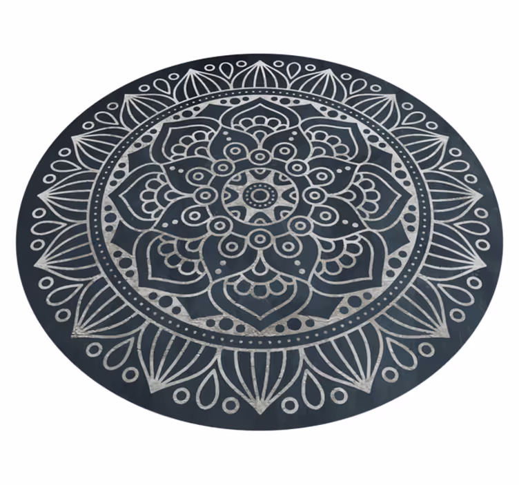 Intrikat grått koncept Vinylmatta Mandala - Tenstickers