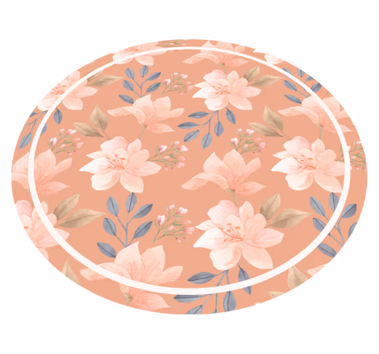 Persika blommönster Vinylmatta blommor och växter - Tenstickers