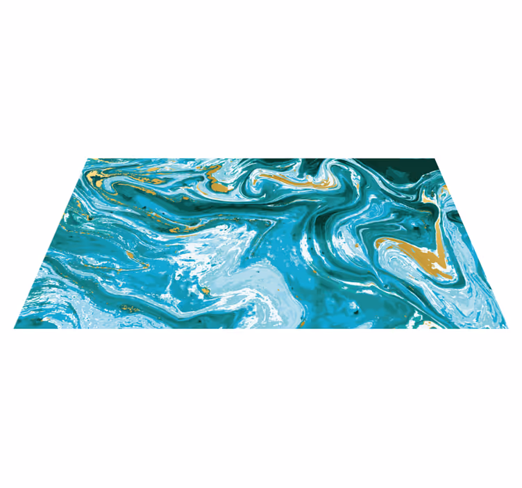 Virvlande turkise elegans vinylmatta i marmor - Tenstickers