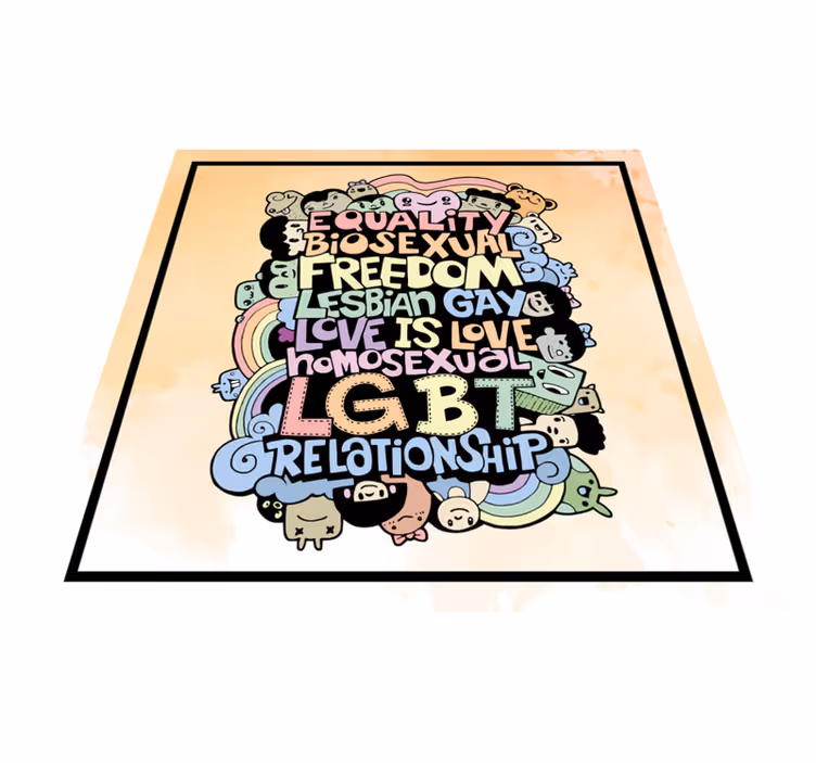 Handritning namn på lgbt vardagsrumsmatta - Tenstickers