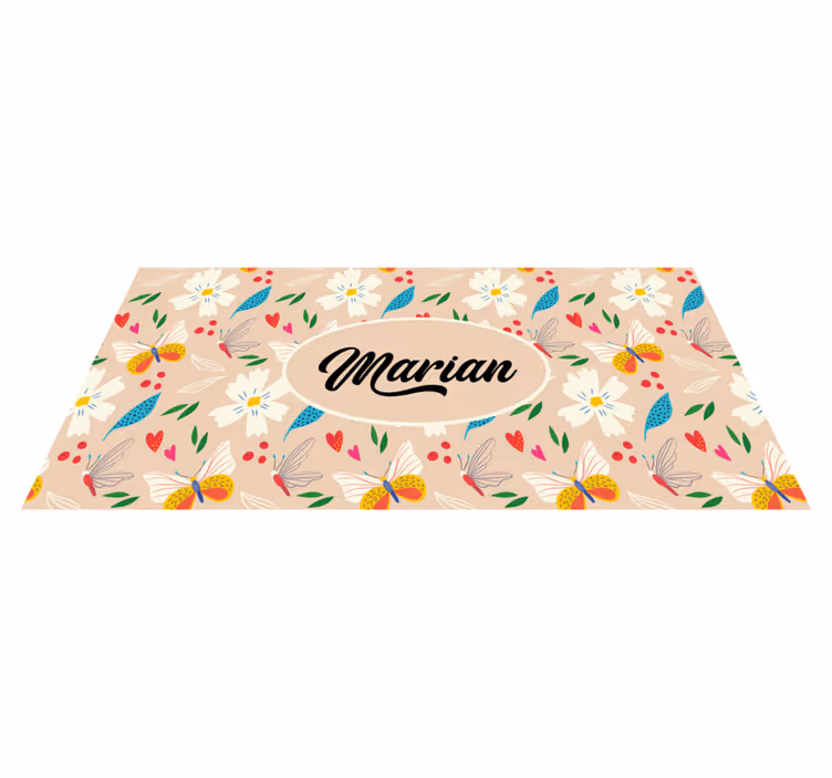Specialdesignade beige blommiga Vinylmatta sovrum - Tenstickers