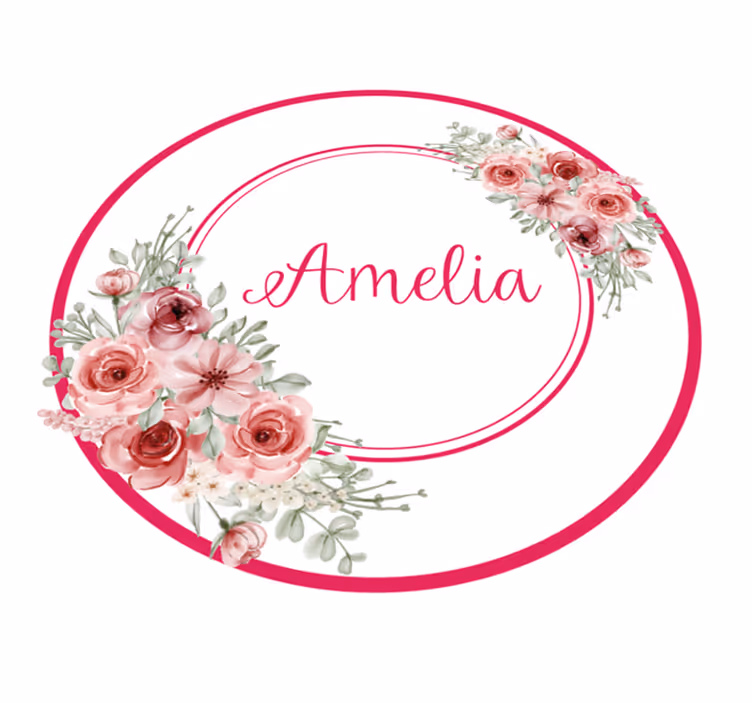 Blommigt monogram med namn Vinylmatta sovrum - Tenstickers