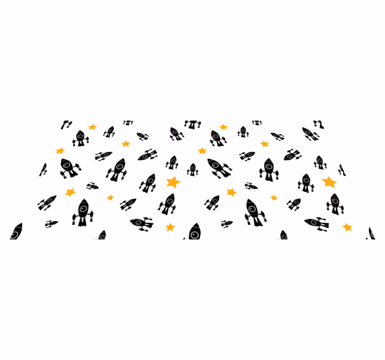 Gula stjärnor och svart rymdskeppsmönster - Tenstickers