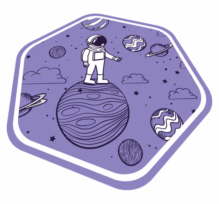 Astronaut rita med planeter sovrum matta - Tenstickers