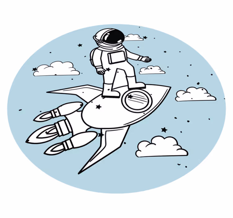 Astronautraketäventyr Vinylmatta Barn - Tenstickers