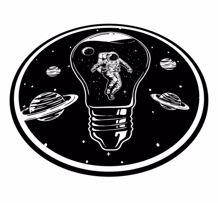 Kosmonaut i glödlampa Vinylmatta Stjärnor - Tenstickers