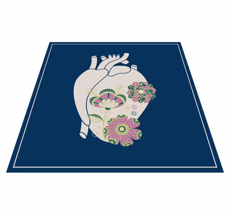 Anatomiskt hjärta med röda blommor blommig matta - Tenstickers