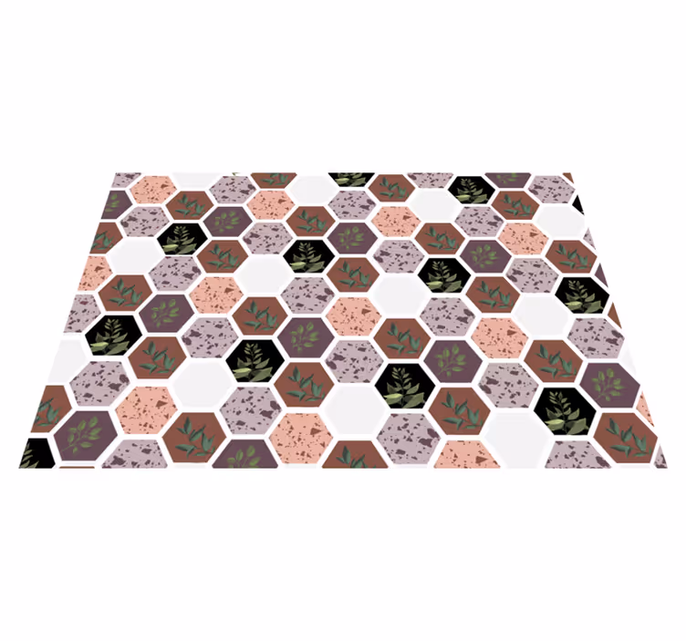 Hexagonalt bladmönster Vinylmatta natur - Tenstickers