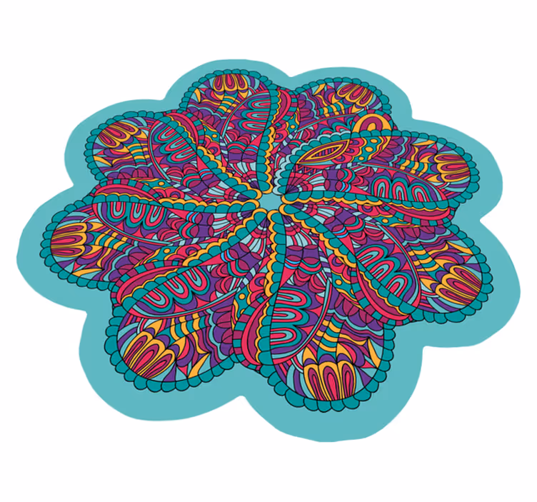 Livfullt färgglatt motiv Vinylmatta Mandala - Tenstickers