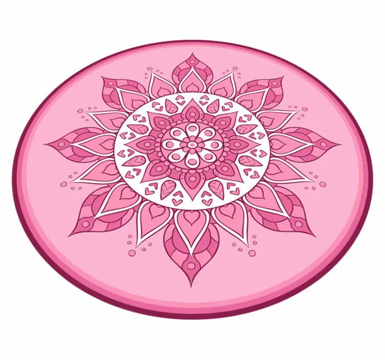 Rosa blommig meditation Vinylmatta Mandala - Tenstickers