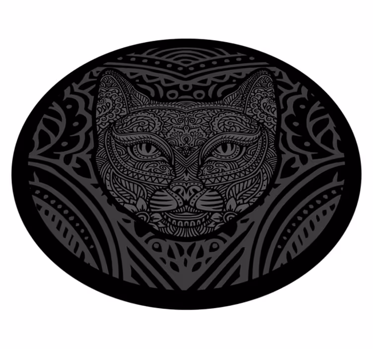 Svart kattansikte Vinylmatta djur - Tenstickers