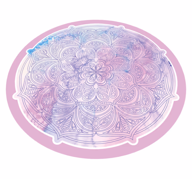 Pastellrosa blommig Vinylmatta Mandala - Tenstickers