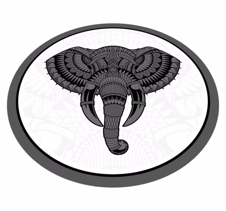 Elefant med mandala textur mandala vinylmatta - Tenstickers