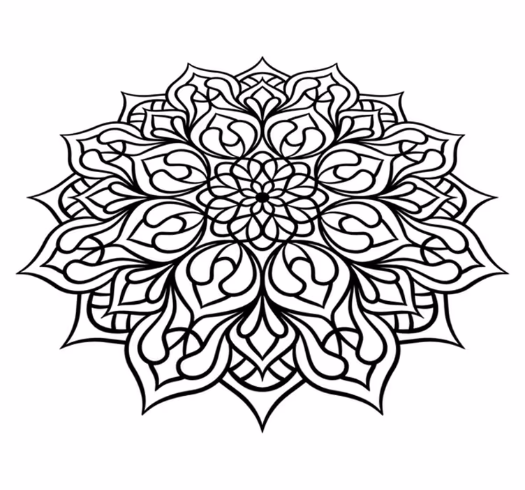 Vacker blomma mandala vinylmatta - Tenstickers