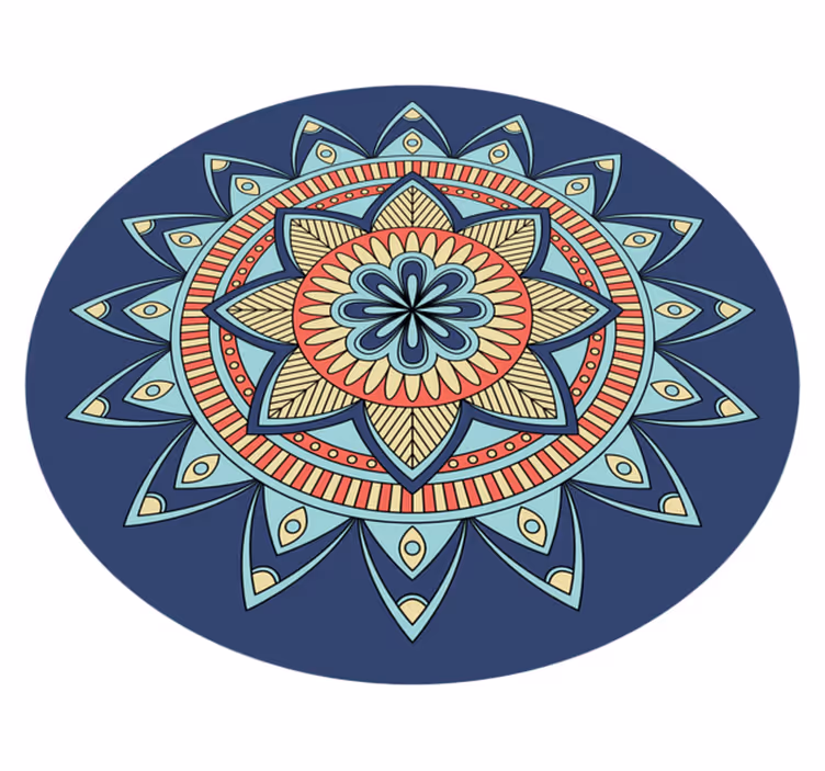Blå livfulla nyanser Vinylmatta Mandala - Tenstickers