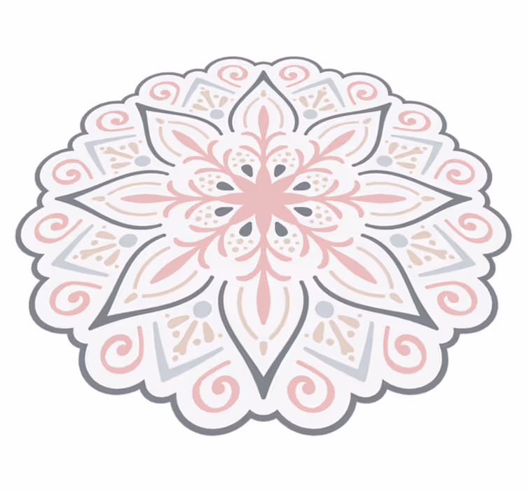 Rosa blommor mandala vinylmatta - Tenstickers