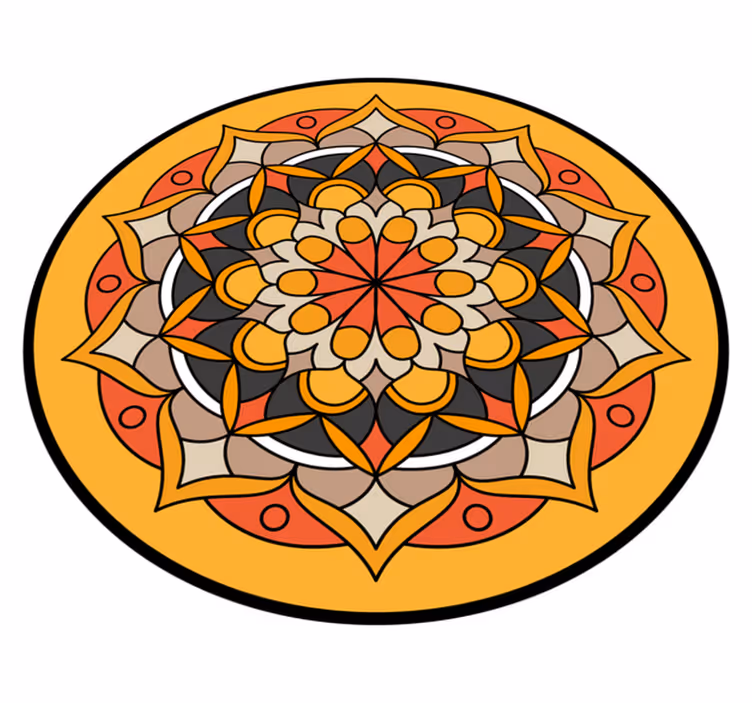 Livfullt mandala-element Vinylmatta Cirkulär - Tenstickers