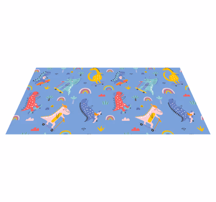 Färgglatt dinosaurieäventyr Vinylmatta Barn - Tenstickers