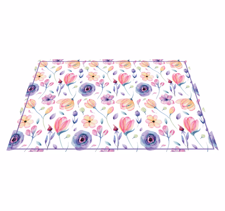 Blommigt akvarellmönster Vinylmatta blommor och växter - Tenstickers