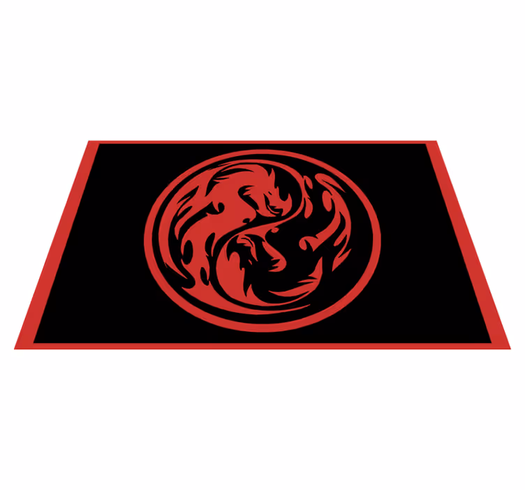 Svart och röd drake yin yang rektangulär matta - Tenstickers