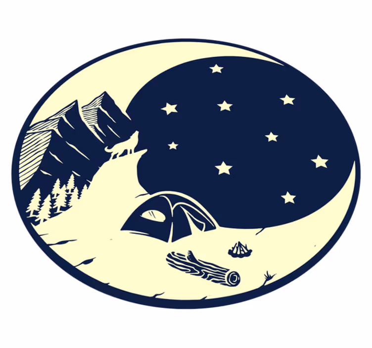 Månbelyst campingscen Vinylmatta natur - Tenstickers