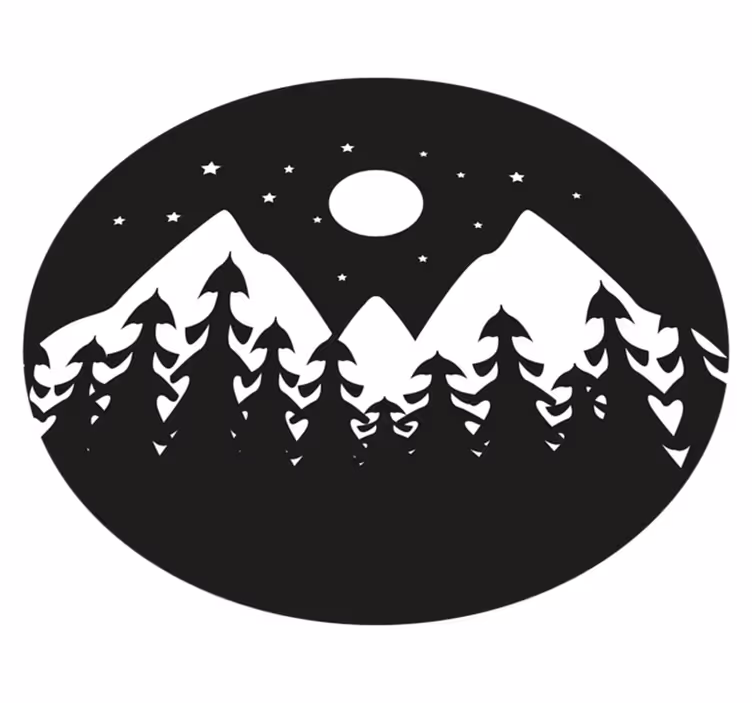 Bergssilhuettscen Vinylmatta natur - Tenstickers