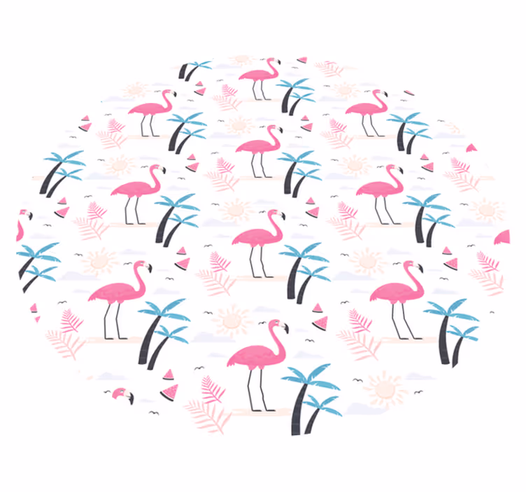 Tropisk rosa flamingo djurmatta - Tenstickers